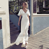 hulianfu hulianfu Elegant Chiffon Wedding Dresses Short Cap Sleeves A-line Satin Bohemian Bridal Gowns Beach Princess Robe Party Vestido De Novia