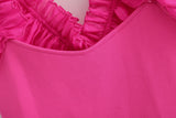 hulianfu summer chiffon blouse women transparent organza pink puff ruffle sleeve back bow blouse sexy slim short tops female camisole New