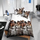 HULIANFU JUSTCHIC 3D Bedding Set Animal Print Queen Quilt Cover Lion Tiger Wolf Dog Cat Duvet Cover Pillowcase Flat Sheet Bed Cover