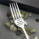 HULIANFU Valentine  Day Couple Fork Gift for Wife Husband Family Tableware Stainless Steel Boyfriend Presents Wedding Gifts for Guests