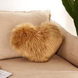 HULIANFU Sofa Pillow Cover+Inner Shaggy Pillow Love Heart Cushion Cover Faux Fur Sheepskin Pillow Case Living Room Decorative Pillowcases