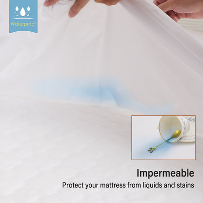 HULIANFU Waterproof Bed Cover Smooth Microfiber Mattress Protector Waterproof Fitted Sheet Anti-mite Mattress Pad sabanas cama 150