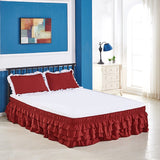 HULIANFU  4 Layers Ruffled Bed Skirt Wrap Around Elastic Bed Skirt Bed Cover Without Surface Home Hotel Bed Skirt Twin /Full/ Queen/ King