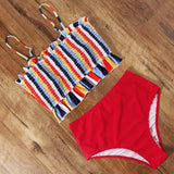 Solid Swimsuit Swimwear Women Sexy Bandeau Bikini Plus Size Tankini High Cut Bathing Suit High Waist Biquini Hot Bikini Set