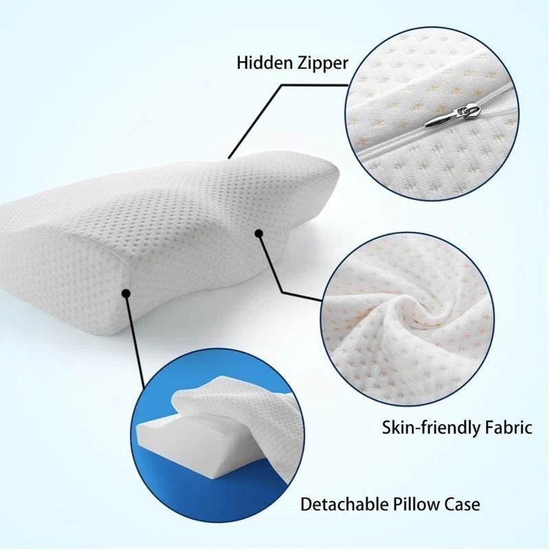 HULIANFU Orthopedic Memory Foam Pillow 60x35cm Slow Rebound Soft Memory Slepping Pillows Butterfly Shaped Relax The Cervical For Adult