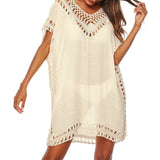 Sexy Women Loose Beach Dress Tunic Solid Bikini Cover UP Swimsuit Beachwear Swimwear Hollow Out Beach Dress Robe De Plage