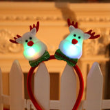 HULIANFU 2023 Christmas Led Light Headbands Santa Elk Antlers Headband Kids Adult Headwear Ornaments Christmas Party Cosplay Supplies