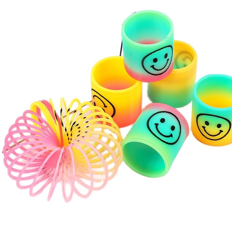HULIANFU Rainbow Magic Spring, 10Pcs Colorful Rainbow Neon Plastic Spring Toys, Party Supplies Boys Girls Easter, Halloween Gift Toys