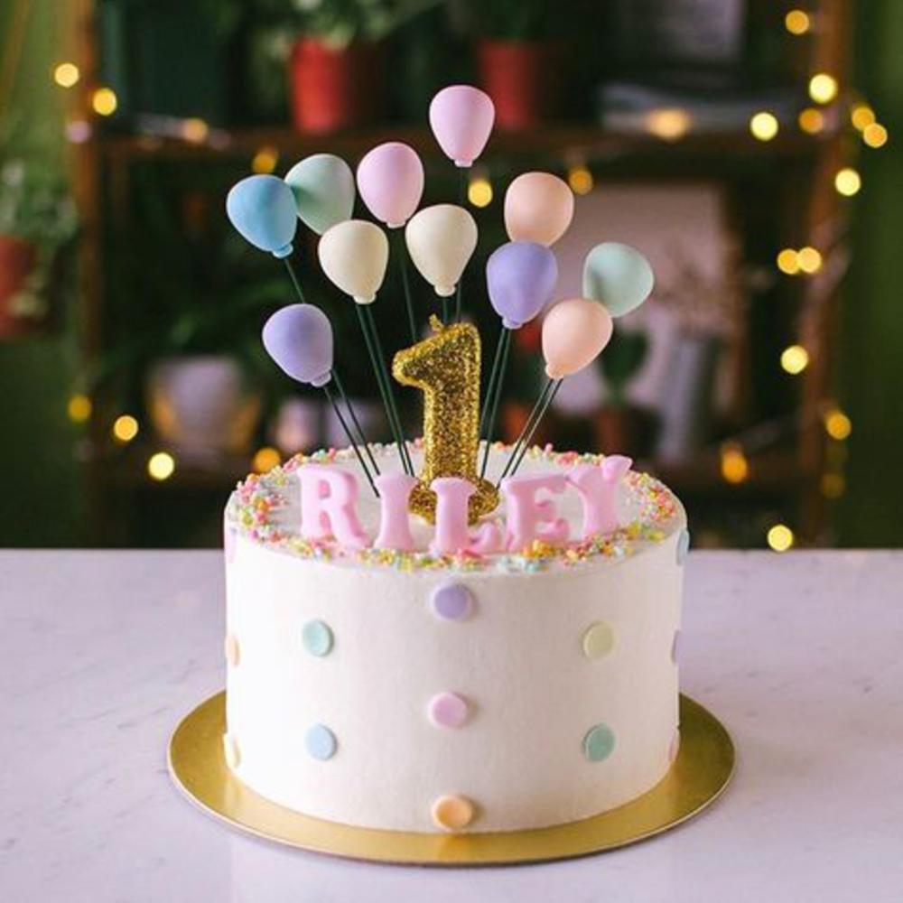 HULIANFU Soft Clay Number Balloon Cake Birthday Topper 1st Birthday Party Decorations Kids Baby Shower Girl  Happy Birthday Cake Topper