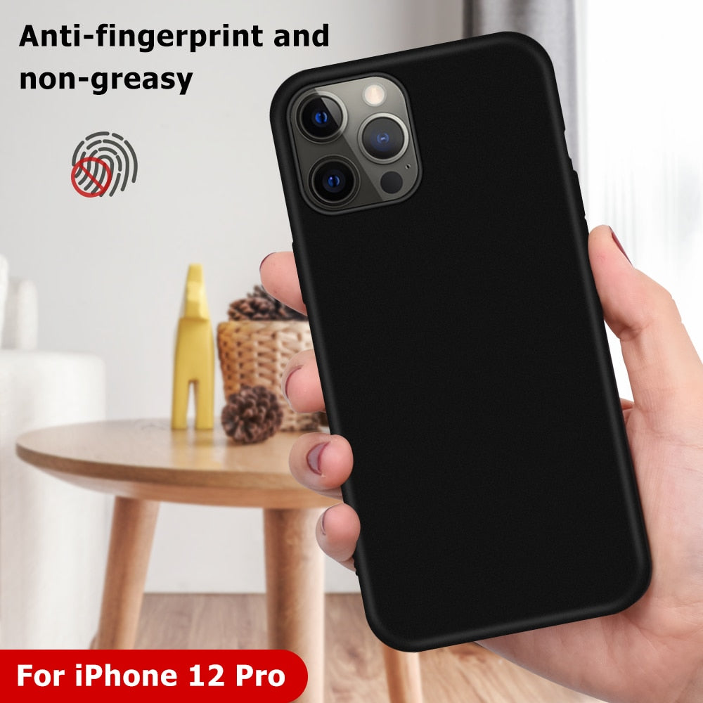 HULIANFU Plain Phone Case for iphone 13 Pro Max 13pro Case For iphone se  13pro Max Cover Black Matte Silicone Case for iPhone 12 11