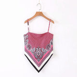 New Women vintage paisley print spaghetti strap sexy chic camis tank ladies summer backless bowknot sling tops LS3866