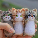 HULIANFU Unfinished Fashion Siamese Hawksbail Tabby Civet Cat Kitty Wool Doll Women Handmade Needle Felt Kit Package DIY Gift For Kids