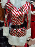 High Quality Adults Womens Santa Claus Costume Sexy Cute Red White Striped Christmas party Fancy Dress With + Leggings