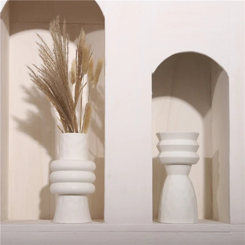 HULIANFU Nordic Ins Creative Ceramics Vase Home Ornaments White Vegetarian Flower Pot Vases Home Decorations Craft Gifts
