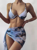 Women Print Bikini Summer New Marble Printed Push Up Bandeau Swimsuits Sexy High Waist Beach Sport Bathing Suit Biquinis