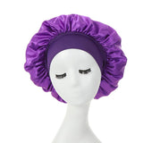 HULIANFU Women Night Sleep Hair Caps Silky Bonnet Satin Double Layer Adjust Head Cover Hat For Curly Springy Hair Styling Accessories