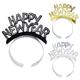 HULIANFU 2023 3pcs Happy New Year Headband Glitter Gold Silver Hairbands Photo Props For New Year Eve Christmas Party Hair Hoop Accessories