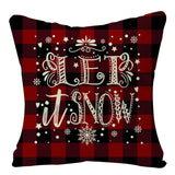 HULIANFU Linen Red Scottish Plaid Christmas Cushions Case Reindeer Trees Snowflakes Print Christmas Decorative Pillows for Sofa Couch Bed
