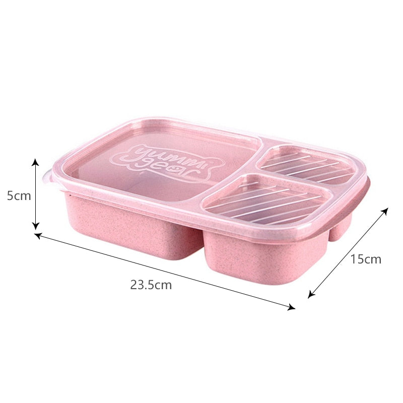 HULIANFU Separate lunch box Portable Bento Box Lunchbox Leakproof Food Container Microwave oven Dinnerware for Students