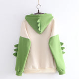 Winter dino hoodie Tops Dinosaur Oversized Cartoon Hoodie Women Fashion Sweatshirt Casual Print Korean Style Thicken Sweatshirt