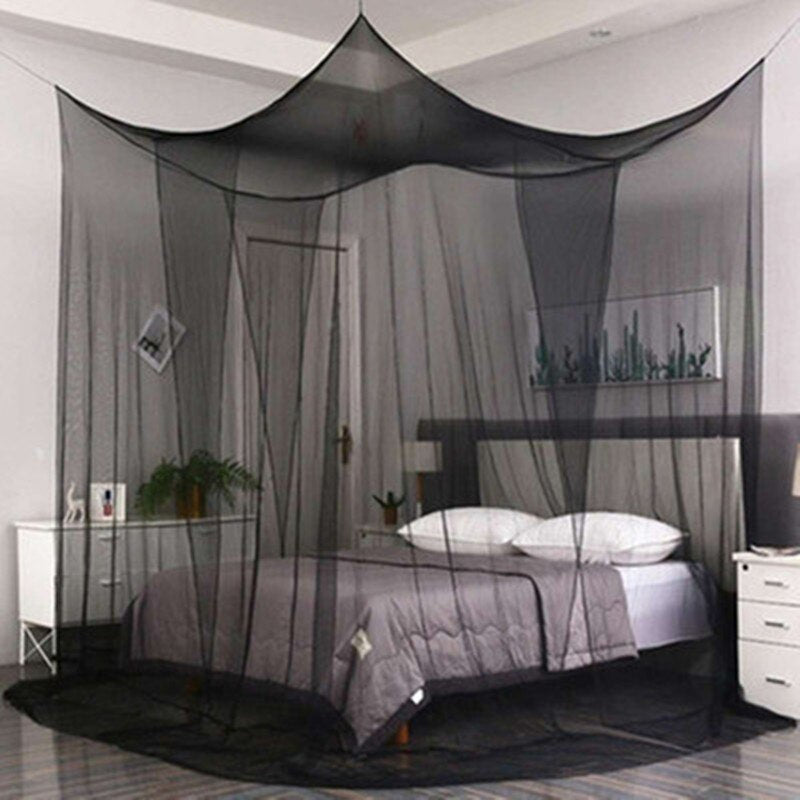 HULIANFU Sexy Mosquito Net Palace Four Door King/Queen Double Size Home Single  Bed Prevent Insect Outdoor Square Grace White Canopy Net