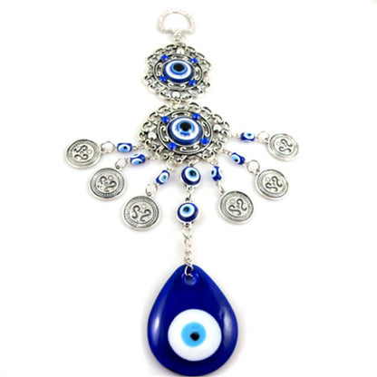 HULIANFU Turkish Blue Eyes Amulet Wall Protection Hanging Decoration Lucky Pendant Wind Chimes Hanging Ornament Garden Home Decorations