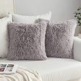 HULIANFU Solid Soft Fluffy Cushion Cover Decorative Sofa Pillow Cover Home Pillowcase White Pink Gray Shaggy Fur Cushion Cover 43x43cm