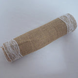 HULIANFU Jute Lace Burlap Table Runner Vintage Hessian Rustic Country Wedding Party Decor Christmas Dining Room Resturant Table Runners