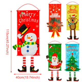 HULIANFU Merry Christmas Hanging Flag Christmas Decorations For Home Door Christmas Ornaments Xmas Gifts Navidad Decor 2023 New Year