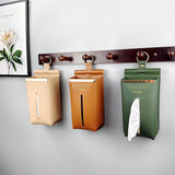 HULIANFU Leather PU Tissue Box Simple Toilet Tissue Bag Car Tissue Holder Removable Hanging Home Decorative Tissue Cover Kitchen Storage