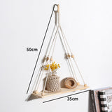 HULIANFU Macrame Shelves for Bedroom &amp; Plant Boho Home Decor Christmas Decoration Wooden Wall Shelf Candle Holder Floating Shelves Gift