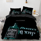 HULIANFU Interesting Cartoon Whisky Bedding Set Jack Daniels Duvet Cover Set Pillowcase Comforter Sets For Aldults Gift US EU AU UK Size