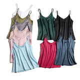 Spaghetti Strap Top Women Halter V Neck Basic White Cami Sleeveless Satin Silk Tank Tops Women'S Summer Camisole Plus Size