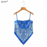 New Women vintage paisley print spaghetti strap sexy chic camis tank ladies summer backless bowknot sling tops LS3866