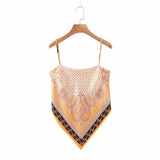 New Women vintage paisley print spaghetti strap sexy chic camis tank ladies summer backless bowknot sling tops LS3866