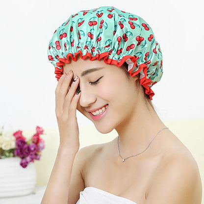 HULIANFU Women Hair Cap Hat Supplies Bathroom Double Layer Shower Waterproof Thick Cover Accessories