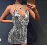 Sexy Backless y2k Metal Party Summer Dress Women Beach Night club Mini slip dress Glitter Sequin ladies Dresses