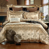 HULIANFU Luxury Jacquard Bedding Set King Size Duvet Cover Quilt Set Queen Comforter Bed Gold Quilt Cover High Quality For Adults