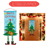 HULIANFU Merry Christmas Hanging Flag Christmas Decorations For Home Door Christmas Ornaments Xmas Gifts Navidad Decor 2023 New Year