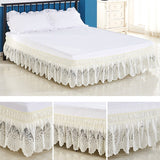 HULIANFU Princess Lace Bed Skirt Home Hotel Bed Cover Without Surface Elastic Band Bed Skirts Bedspread Twin/Full/Queen/King Size
