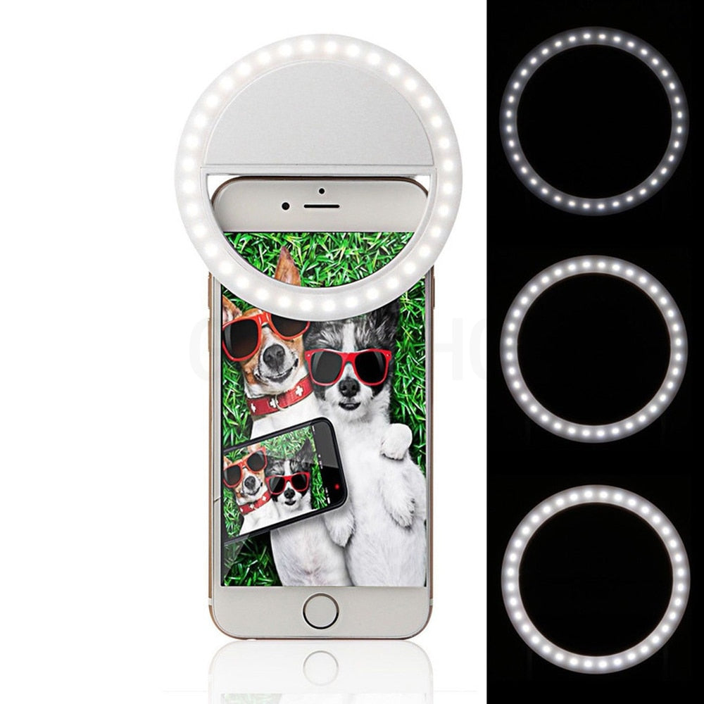 HULIANFU Selfie Ring Light for Mobile Phone Video Light Lighting Camera Portable Dry Battery Dimmable Light Makeup Mini Round Fill Light