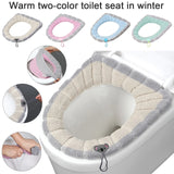 HULIANFU NEW Toilet Seat Mat Set Bathroom Universal Warm Soft Washable Closestool Mat Seat Case Winter Warmer Mat Pad Bidet Covers