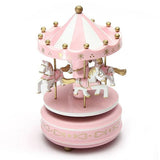 HULIANFU Merry-go-round Music Boxes Geometric Music Baby Room Decoration Gifts Unisex Wooden Christmas Horse Carousel Box Home Decor