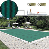 HULIANFU VEVOR Pool Safety Cover Rectangle Inground Pool Cover Green Mesh Solid Pool Safety Cover for Winter Safety Swimming Pool Cover