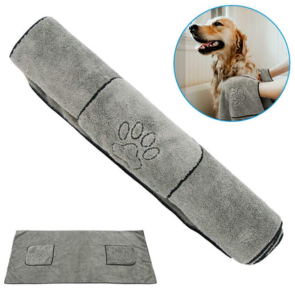 HULIANFU Pet Dog Towel Super Absorbent Dog Bathrobe Microfiber Bath Towels Quick-Drying Cat Bath Towel