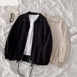 Hulianfu Women Basic Jackets Turn Down Collar Zipper Harajuku Elastic BF Chic Ulzzang Loose Korean Style Cool Streetwear Casual Outerwear