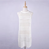 Sexy Beach Wear Cover Up Sleeveless Hollow Dress Crochet Knitted Woman Swimwear Bikini Cover Up Hand Made Beach Dresses