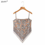 New Women vintage paisley print spaghetti strap sexy chic camis tank ladies summer backless bowknot sling tops LS3866