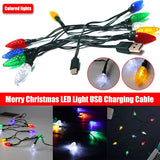 HULIANFU Merry Christmas Light LED USB Cable DCIN Charger Cord for Android Phone Promotion