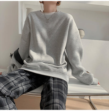 Spring Fleece Thick Sweatshirt Vintage Solid Warm O Neck Pullover Grey Brown Lady New All-match Hooded Autumn Women Coat